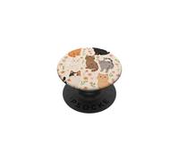 Chat Mignon Motif Chat Fleurs Sauvages Chat tigré Orange Gris PopSockets PopGrip Adhésif