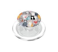 Chat Mignon Motif Esquisse Fleurs Sauvages Chat tigré Orange Gris PopSockets PopGrip pour MagSafe