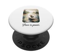 Chat Mignon Peace is Power par Calm Lake Art PopSockets PopGrip Adhésif