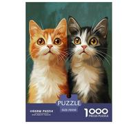 Chat Mignon pour Adultes Puzzles 1000 Pièces Animaux Décoration Jeu De Défi Familial Jeux Éducatifs Cadeaux d'anniversaire pour Noël Tueur Ennuyeux 70x50cm/1000pcs