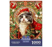 Chat Mignon Puzzle 1000 Pièces Animaux adorables - Puzzle Cozy Soir D’Hiver, Carton Premium, Challenge en Duo, Poster pour Déco, 70x50cm/1000pcs