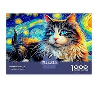 Chat Mignon Puzzle 1000 Pièces Chat étoilépour Passionnés Carton Anti-Stress pour Cadeaux Corporatifs Qualité Premium sans Défaut 52x38cm/1000pcs