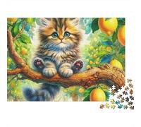 Chat Mignon Puzzle 1000 Pièces - Qualité Premium, Jeu De Concentration, Poster Artistique Inclus, Parfait pour Soirées Cosy, 52x38cm/1000pcs