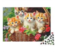 Chat Mignon Puzzle 1000 Pièces - Qualité Premium, Jeu De Concentration, Poster Artistique Inclus, Parfait pour Soirées Cosy, 38x26cm/1000pcs