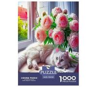 Chat Mignon Puzzles 1000 Pieces Cadeau Unique Jeu ÉduChatif Challenge Toy À De Qualité Supérieure Peinture Art pour Adultes Enfants 70x50cm/1000pcs