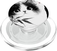 Chat Mignon regardant à Travers Le Bambou Japonais Sumi-e Art PopSockets PopGrip pour MagSafe