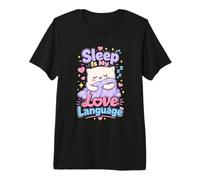 Chat Mignon Sommeil Langage Amour Kawaii T-Shirt Haut de Gamme