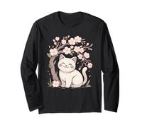 Chat Mignon sous Les Fleurs de Cerisier Sakura Spring Manche Longue