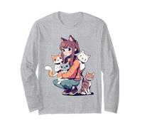 Chat Mignon Style Anime Chat Fille Kawaii Chat Japonais esthétique Manche Longue