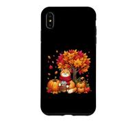Chat Mignon Tenant du café glacé sous l'arbre d'automne Feuille de Chat Coque pour iPhone XS Max