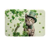 Chat Mignon, Trèfle Vert Porte-Bonheur, Pièce d'or, Saint-Patrick Tapis Entree Propreté Tapis Robuste Tapis Entree pour Couloirs Chambre Portes Extérieures 40x60Cm