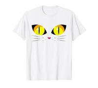 Chat Mignon Visage Grands Yeux Jaunes Halloween Drôle T-Shirt Graphique avec Valeur