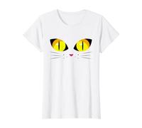 Chat Mignon Visage Grands Yeux Jaunes Halloween Drôle T-Shirt Graphique avec Valeur