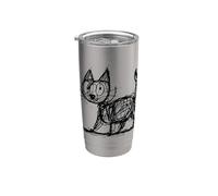 Chat minimaliste, chat dessiné à la main Gobelet isotherme en acier inoxydable double paroi