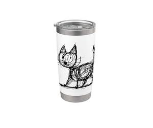 Chat minimaliste, chat dessiné à la main Gobelet isotherme en acier inoxydable double paroi