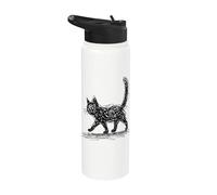 Chat minimaliste, chaton dessiné à la main Stainless Steel Insulated Water Bottle