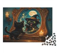 Chat Miroir Bougie Puzzle, 1000 Pièces Jeu D'intérieur Adulte | 70x50cm Réduction Du Stress, Décoration D'intérieur, Passe-temps Intellectuel, Papier, Cadeau D'anniversaire