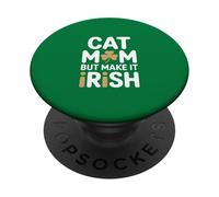 Chat Mom But Make It Irish Shamrock Humour PopSockets PopGrip Adhésif