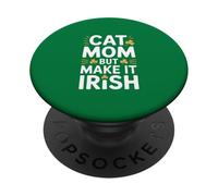 Chat Mom But Make It Irish Shamrock Humour PopSockets PopGrip Adhésif