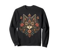 Chat Mom Floral Folk Art Chat Lover Boho Feline Sweatshirt