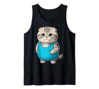 Chat Mom I Love Mom Tatouage Scottish Fold Cute Kitten Débardeur