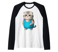 Chat Mom I Love Mom Tatouage Scottish Fold Cute Kitten Manche Raglan