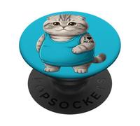 Chat Mom I Love Mom Tatouage Scottish Fold Cute Kitten PopSockets PopGrip Adhésif