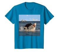 Chat mordant requin amusant art et amoureux des chats drôles chat et requin T-Shirt