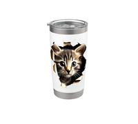 Chat Motif Art Cat Design Chat Domestique J'aime les Chats Gobelet isotherme en acier inoxydable double paroi