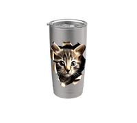 Chat Motif Art Cat Design Chat Domestique J'aime les Chats Gobelet isotherme en acier inoxydable double paroi