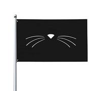 Chat moustaches jardin drapeau maison extérieur drapeau décoratif pour collège dortoir cour décoratif, fêtes décoratives 3x5 pieds