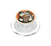 Chat Moutarde avec Une Tasse de Nouilles pour Les Amoureux des Chats, propriétaires de Chats PopSockets PopGrip pour MagSafe