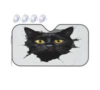 Chat Mur Noir Et Blanc Voiture Pare-Soleil Anti UV Couverture Pare Brise avec Ventouses Voiture Housses De Soleils pour Voitures Berlines SUV 76x140cm