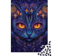 Chat Mystérieux Style Artistique Puzzle 1000 Pièces Puzzle pour Adultes Vision Nocturne Décoration Intérieure 38x26cm/1000pcs