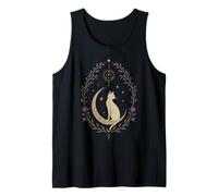 Chat Mystique Celestial Moon Boho Floral Sorcière Féline Débardeur