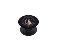 Chat Mystique Celestial Moon Boho Floral Sorcière Féline PopSockets PopGrip Adhésif