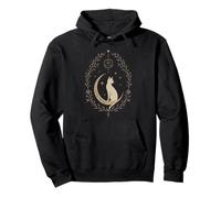 Chat Mystique Celestial Moon Boho Floral Sorcière Féline Sweat à Capuche