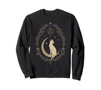 Chat Mystique Celestial Moon Boho Floral Sorcière Féline Sweatshirt