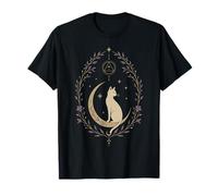 Chat Mystique Celestial Moon Boho Floral Sorcière Féline T-Shirt