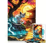 Chat Mystique dans Un Jardin Japonais Puzzle Difficile de 1000 pièces pour Adultes Think Toy Paisible et Amusant Découpe Nette Pièce d'art de qualité (38x52cm)