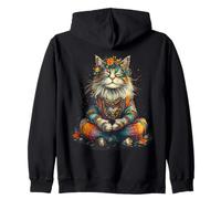 Chat Mystique méditant - Œuvre d'art Zen bohème - Chaton de Yoga Sweat à Capuche
