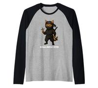 Chat Ninja avec Shuriken Arts Martiaux Amusants Japon Manche Raglan