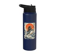Chat ninja chevauchant un requin | Ukiyo-e Art Stainless Steel Insulated Water Bottle