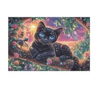 Chat Noir 1000 Pièces Puzzle Créatif en Carton Rigide sans Déformation Difficulté Moyenne Activité Manuelle Loisir Créatif Cadeau Créatif Anniversaire 1000 PCS/75x50cm