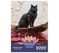 Chat Noir 1000 Pieces Puzzle Pet Chats Puzzles Divertissement Créatif en Papier pour La Le Cadeau Parfait pour La Famille Et Les Amis Difficilepour Les 70x50cm/100