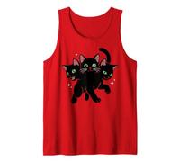 Chat Noir à 3 têtes y2k Grunge Kawaii Halloween Débardeur