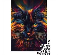 Chat Noir Abstrait Casse-tête Art Féline Psychédélique 1000 Pièces Papier Recy adeau pour Femmes & Hommes, Activité Maison Extrêmement Difficile, Excellente Idée Cadeau 38x26cm/1000pcs