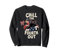 Chat Noir Amusant Chill The Fourth Out Célébration Patriotique Sweatshirt