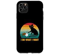 Chat Noir Amusant I Do What I Want Retro Cat Knock Over a Cup Coque pour iPhone 11 Pro Max
