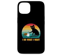 Chat Noir Amusant I Do What I Want Retro Cat Knock Over a Cup Coque pour iPhone 13